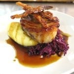 breezekohtao.com Roasted pork belly, braised red cabbage, apple sauce and mash potato